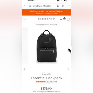 COPY - Essential Backpack BRIGGS & RILEY used 2-3 times in an excellent conditi…